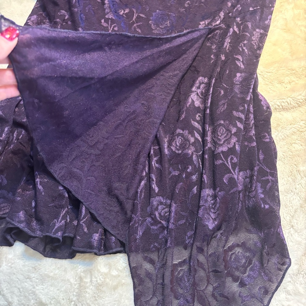 NEW Connected Apparel Dress Size 12 Midi Deep Purple Floral Lace Asymmetrical - Picture 11 of 16